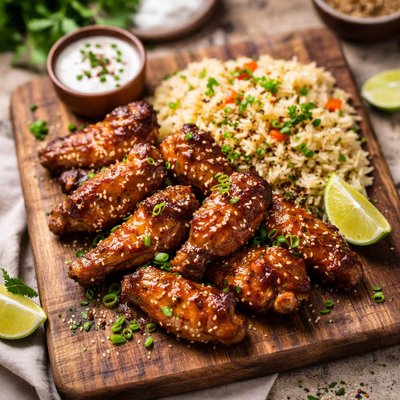 Chicken wings and rice