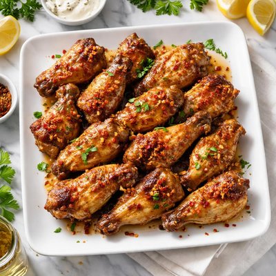 Chicken wings baked in italian dressing