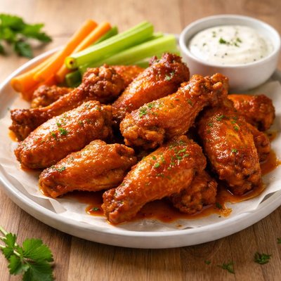 Chicken wings with hot sauce