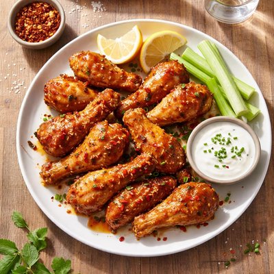 Chicken wings with spicy sauce