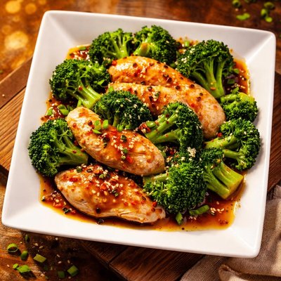 Chicken with broccoli and sauce