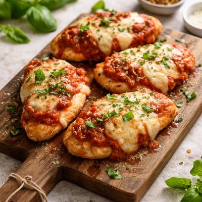 Chicken with cheese and tomato sauce