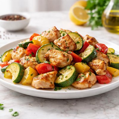 Chicken with courgettes and pepper