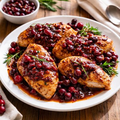 Chicken with cranberry gravy