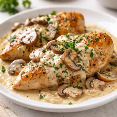 Chicken with creamy mushroom sauce
