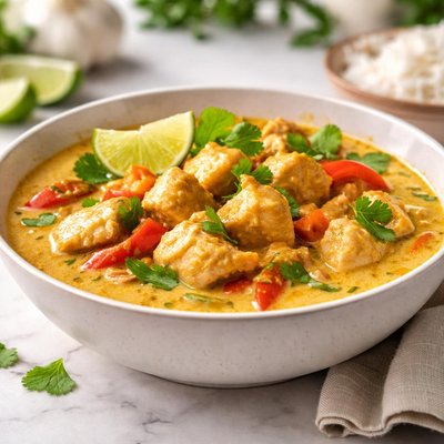 Chicken with curry and coconut milk