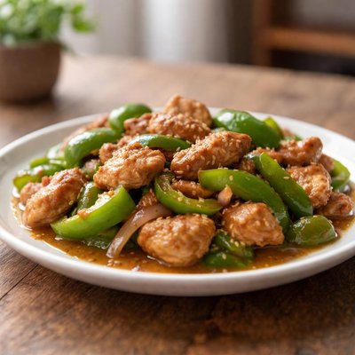Chicken with green bell peppers