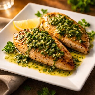 Chicken with herb sauce
