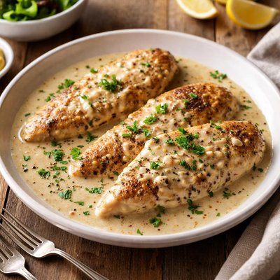 Chicken with mustard and cream sauce