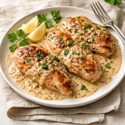 Chicken with mustard sauce