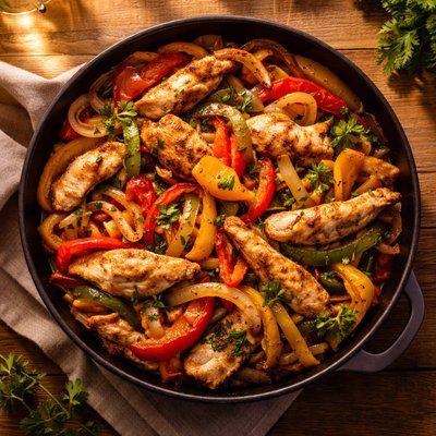 Chicken with onions and peppers