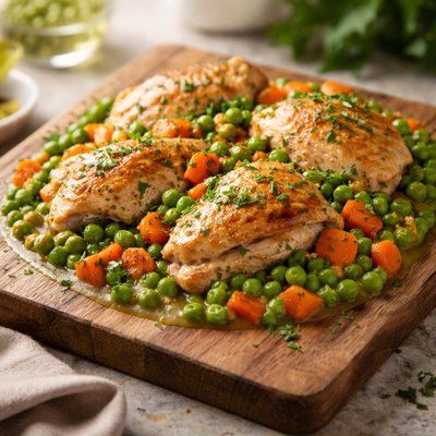 Chicken with peas and carrots
