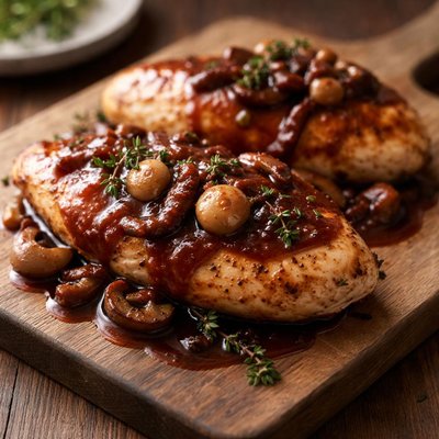 Chicken with pinot noir sauce