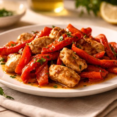Chicken with red peppers