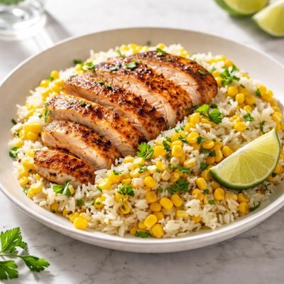 Chicken with rice and corn