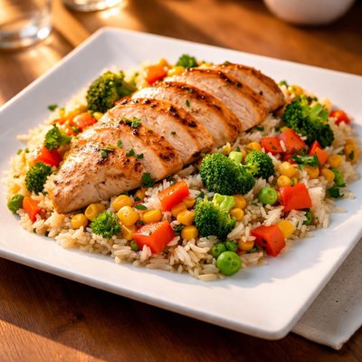 Chicken with rice and vegetables