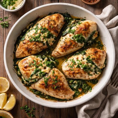 Chicken with spinach and cheese