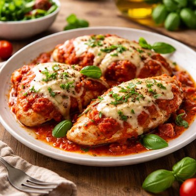 Chicken with tomato sauce and cheese