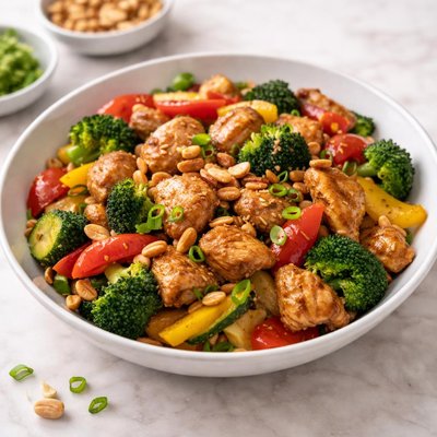 Chicken with vegetables and peanuts