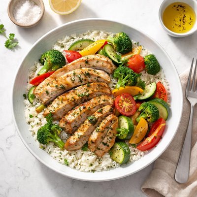 Chicken with vegetables and rice