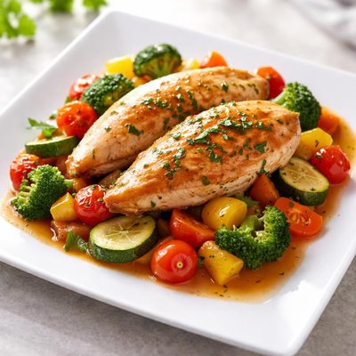 Chicken with vegetables and sauce