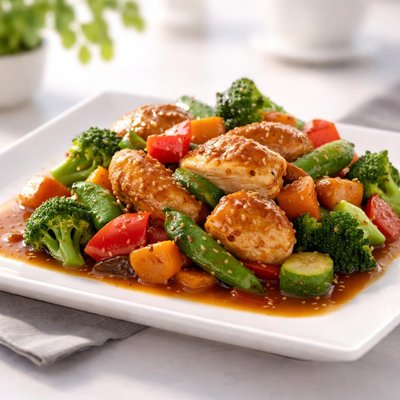 Chicken with vegetables in sauce