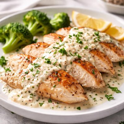 Chicken with white sauce