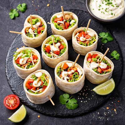 Chicken wrap canape