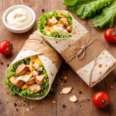 Chicken wrap cheese lettuce mayo