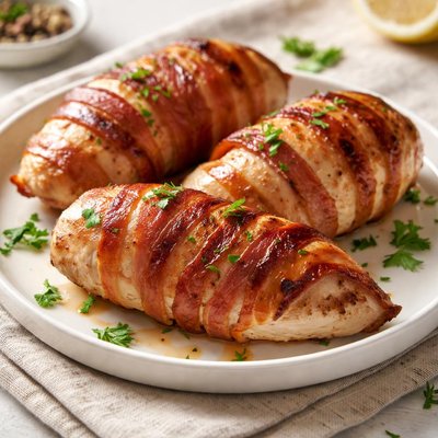 Chicken wrapped in bacon