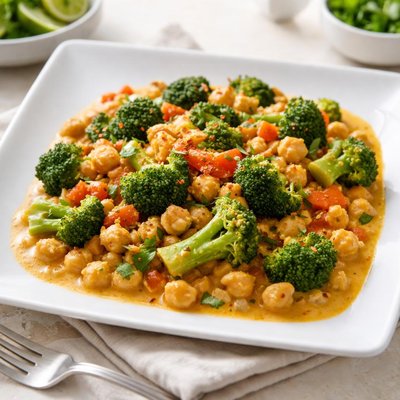 Chickpea and broccoli curry