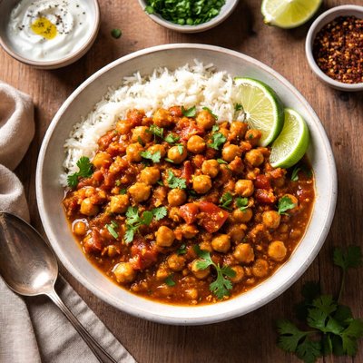 Chickpea and rice curry