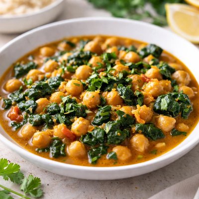 Chickpea and spinach curry