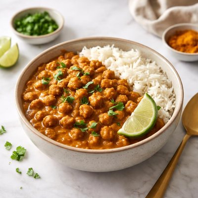 Chickpea curry and rice