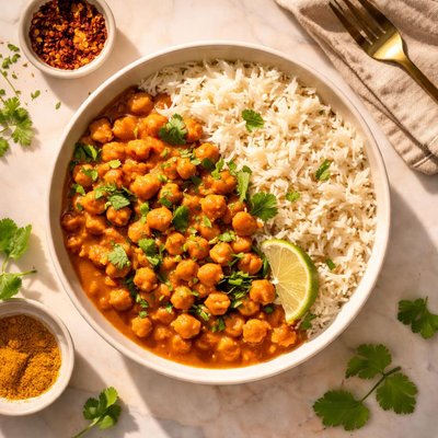 Chickpea curry with rice