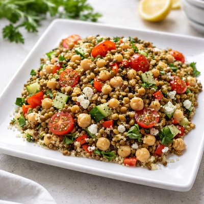 Chickpea lentil grain salad