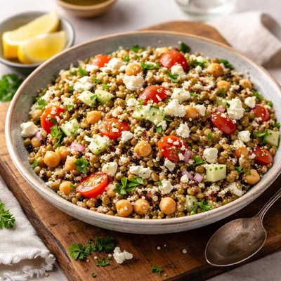 Chickpea lentil quinoa salad
