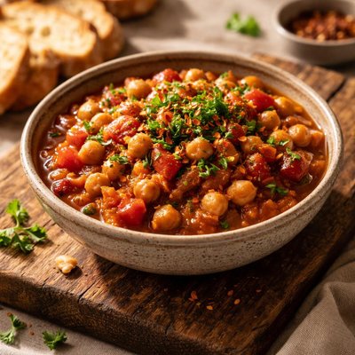Chickpea tomato relish stew