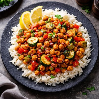 Chickpeas with rice and vegetables