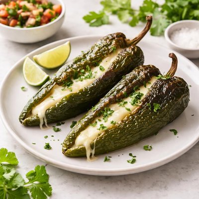 Chile stuffed with oaxaca cheese