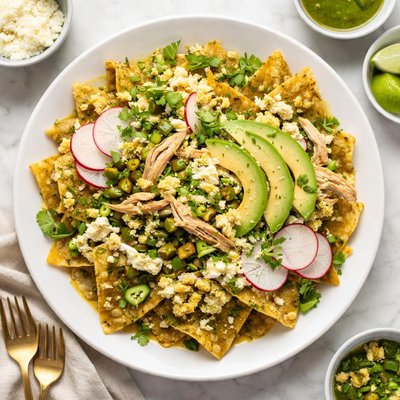 Chile verde chicken chilaquiles
