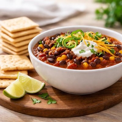 Chili and crackers