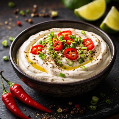 Chili and pepper creme fraiche