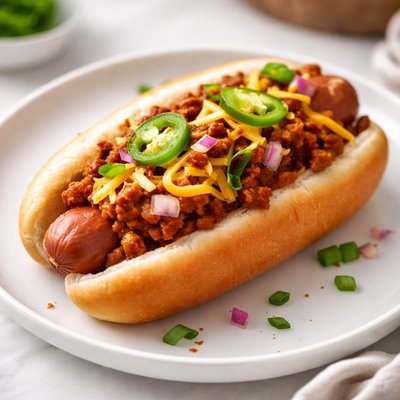 Chili cheese hot dog