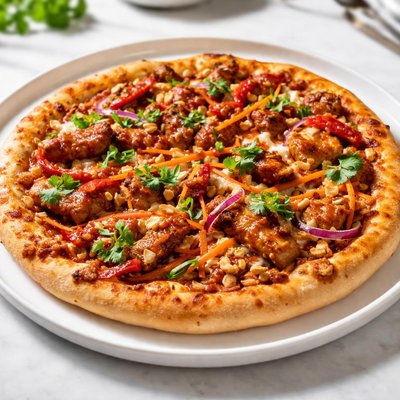 Chili chicken thai pizza
