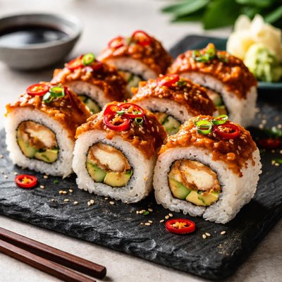 Chili chiken sushi