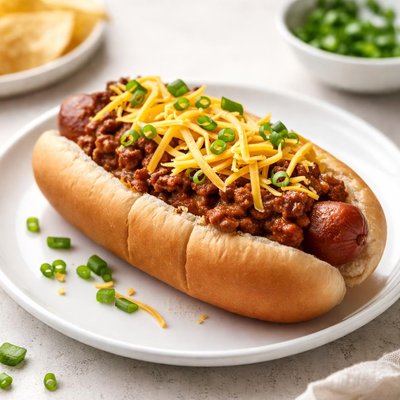 Chili dog with cheese