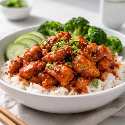 Chili garlic chicken donburi