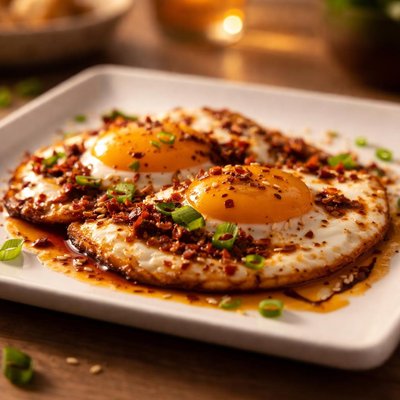 Chili oil fried eggs