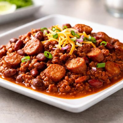 Chili with hot dogs